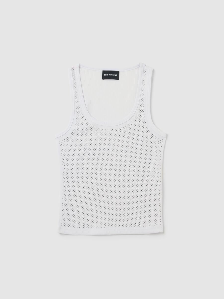 Canotta da donna in misto bianco fitted_0