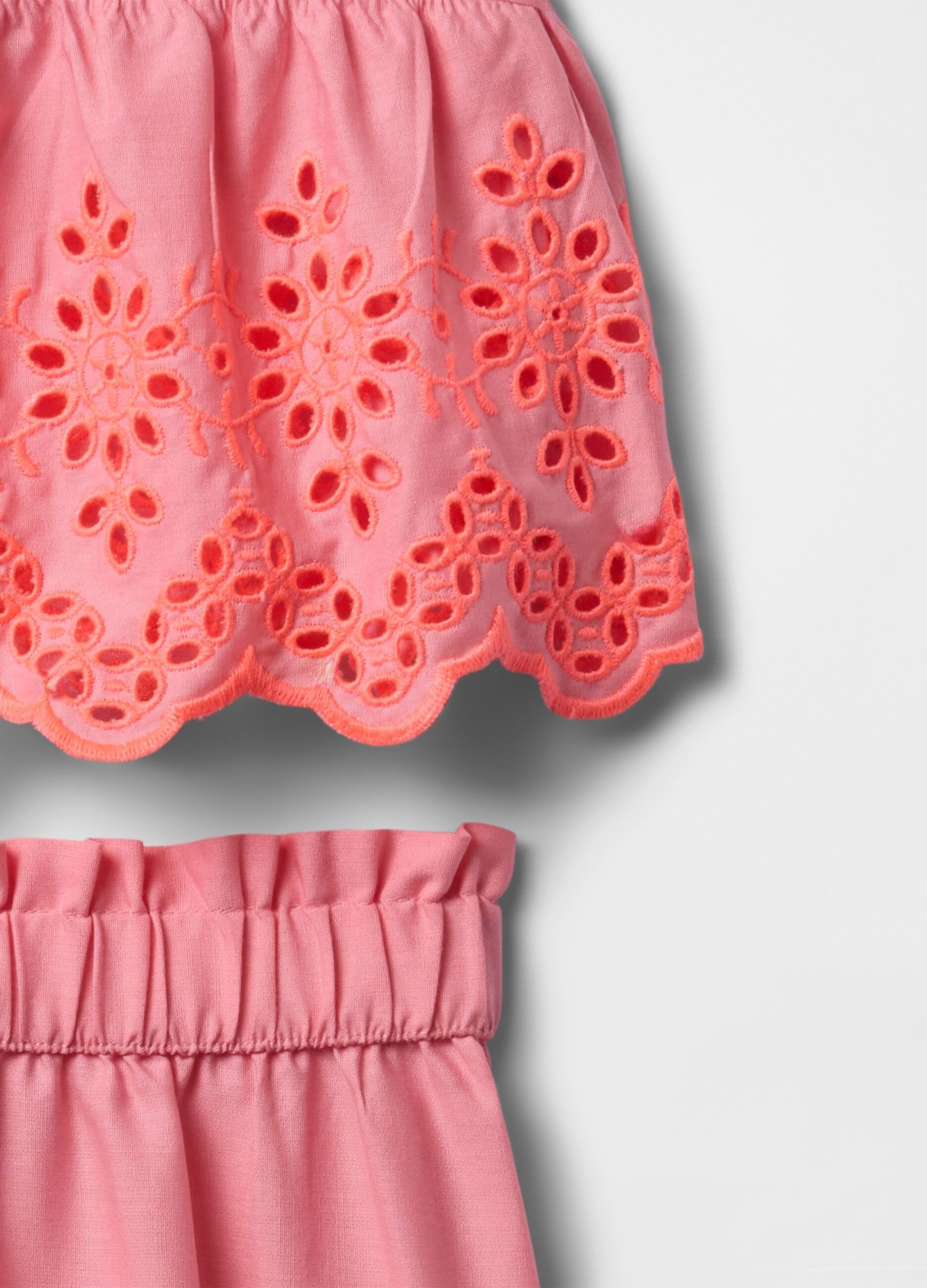 Embroidered Pink Outfit with Ruffles