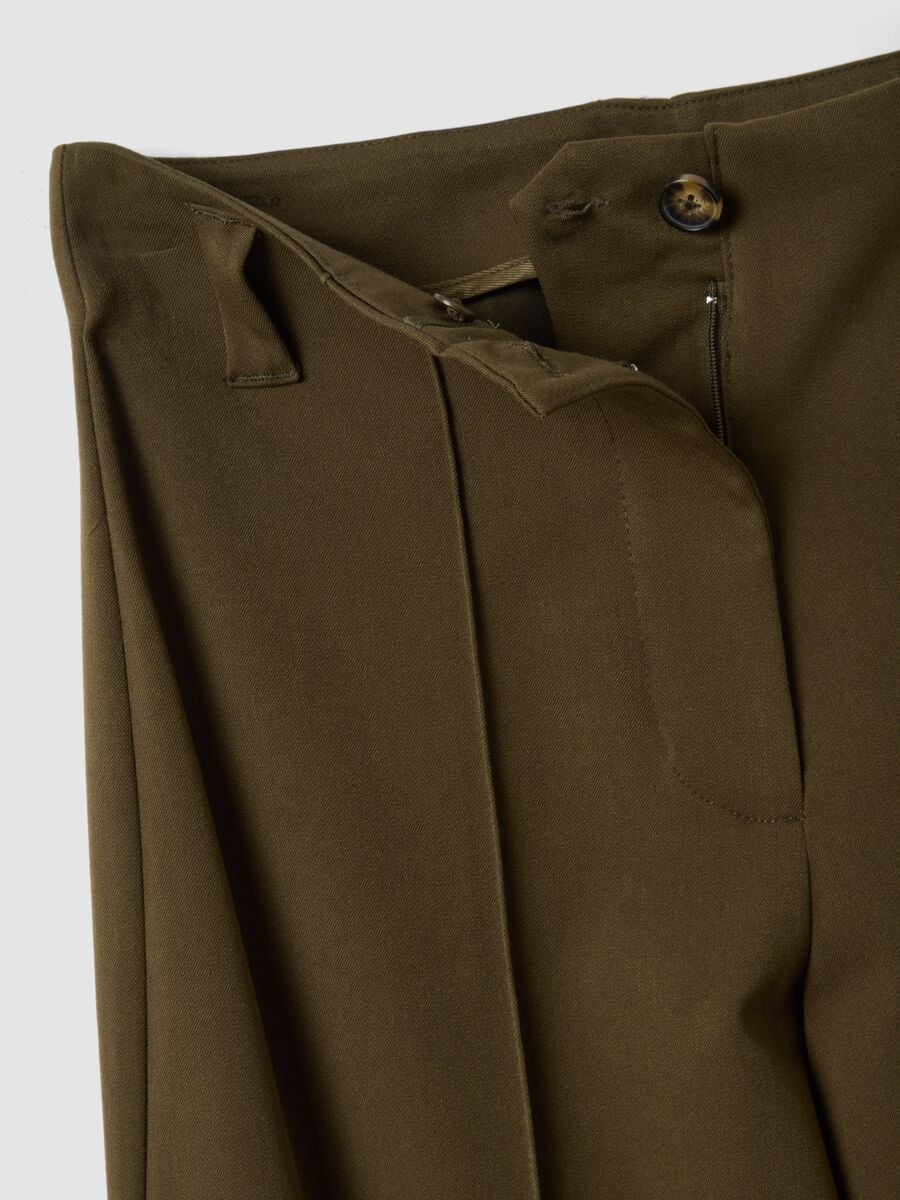 Green wide-leg stretch viscose chino trousers_1