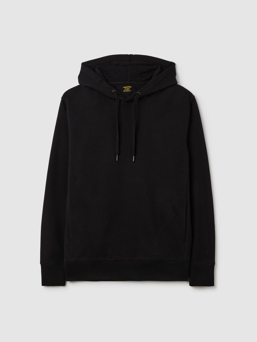 Felpa in puro cotone nera regular fit_0