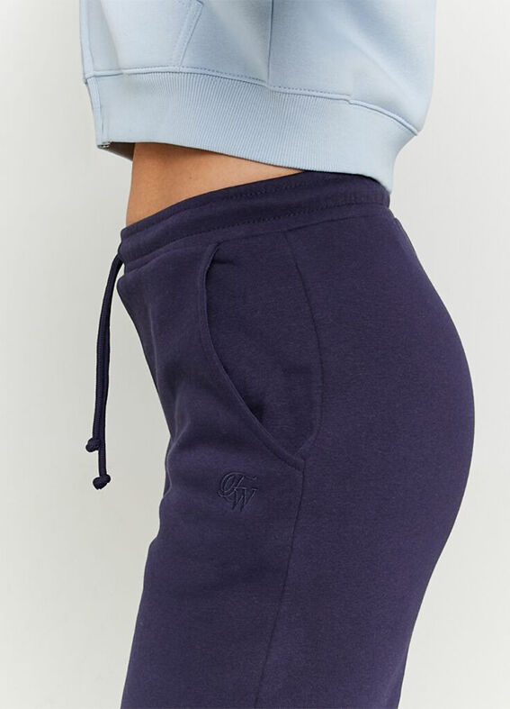 Pantaloni da donna in misto cotone blu regular fit