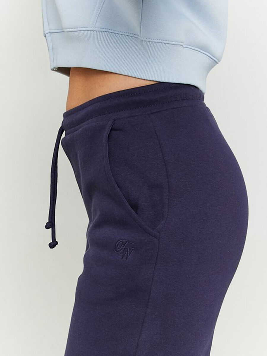 Women's blue cotton blend trousers regular fit_3