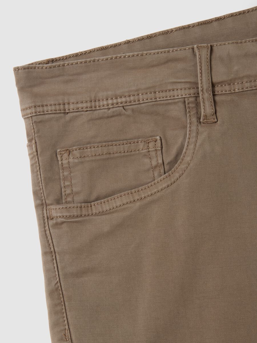Brown skinny fit stretch cotton trousers_1