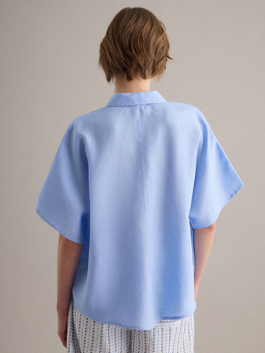 Light blue pure linen regular-fit shirt_3