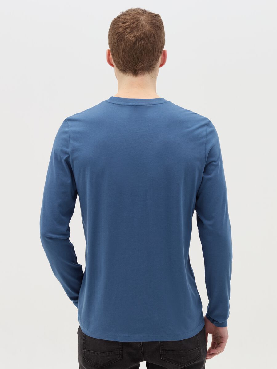 T-shirt with round neck and long sleeves in cotton_3