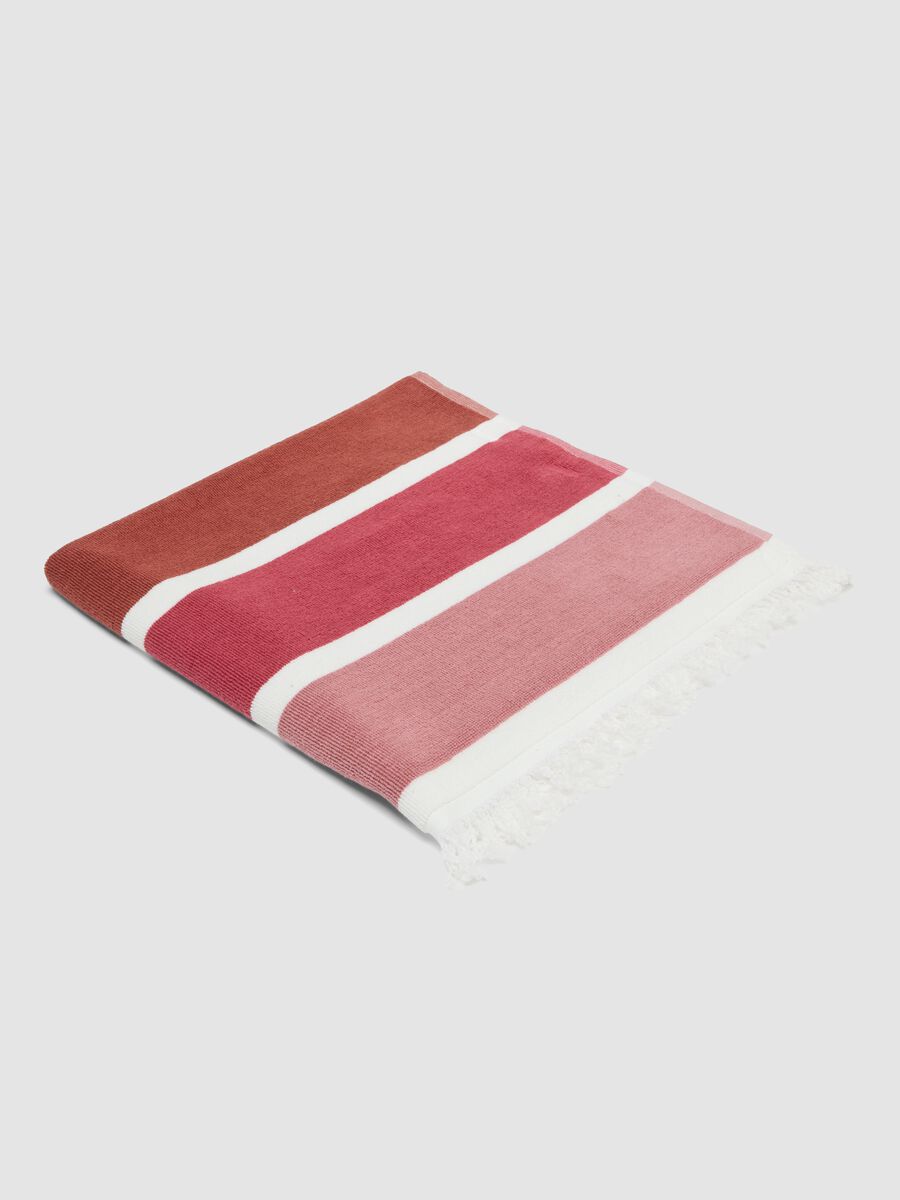 Multicolour pure cotton striped beach towel_0