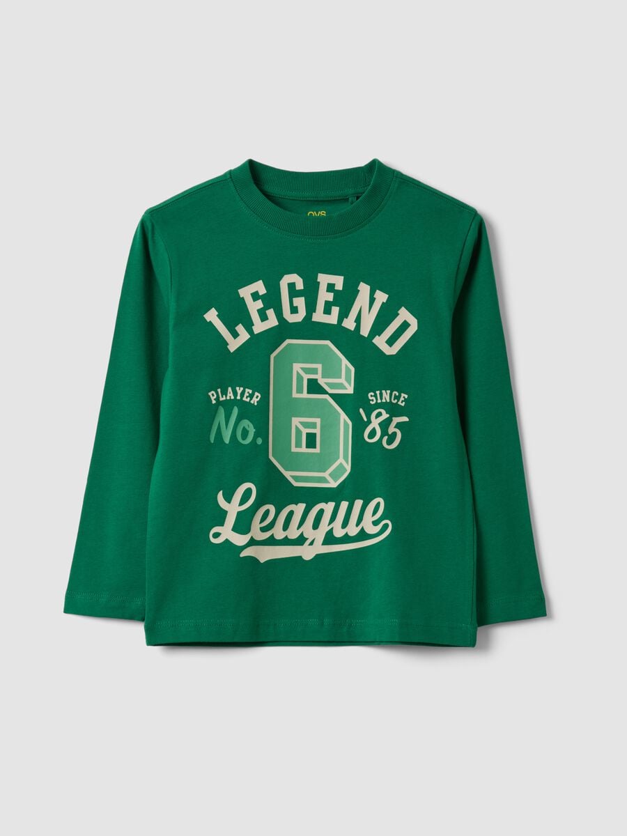 T-shirt verde in puro cotone organico con girocollo_0