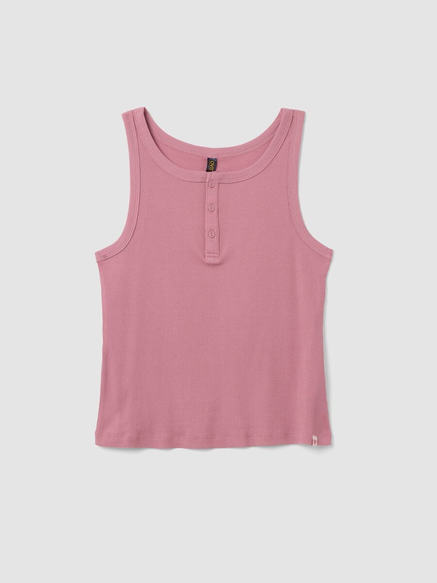 Canotta serafino rosa in misto cotone e viscosa a costine_4