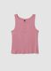 Pink ribbed cotton and viscose blend henley vest_4
