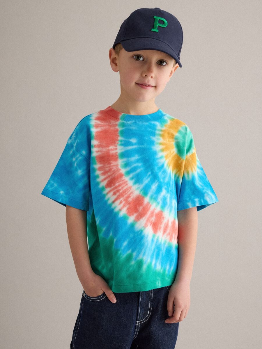 Children's blue pure cotton baseball cap with embroidered P_1