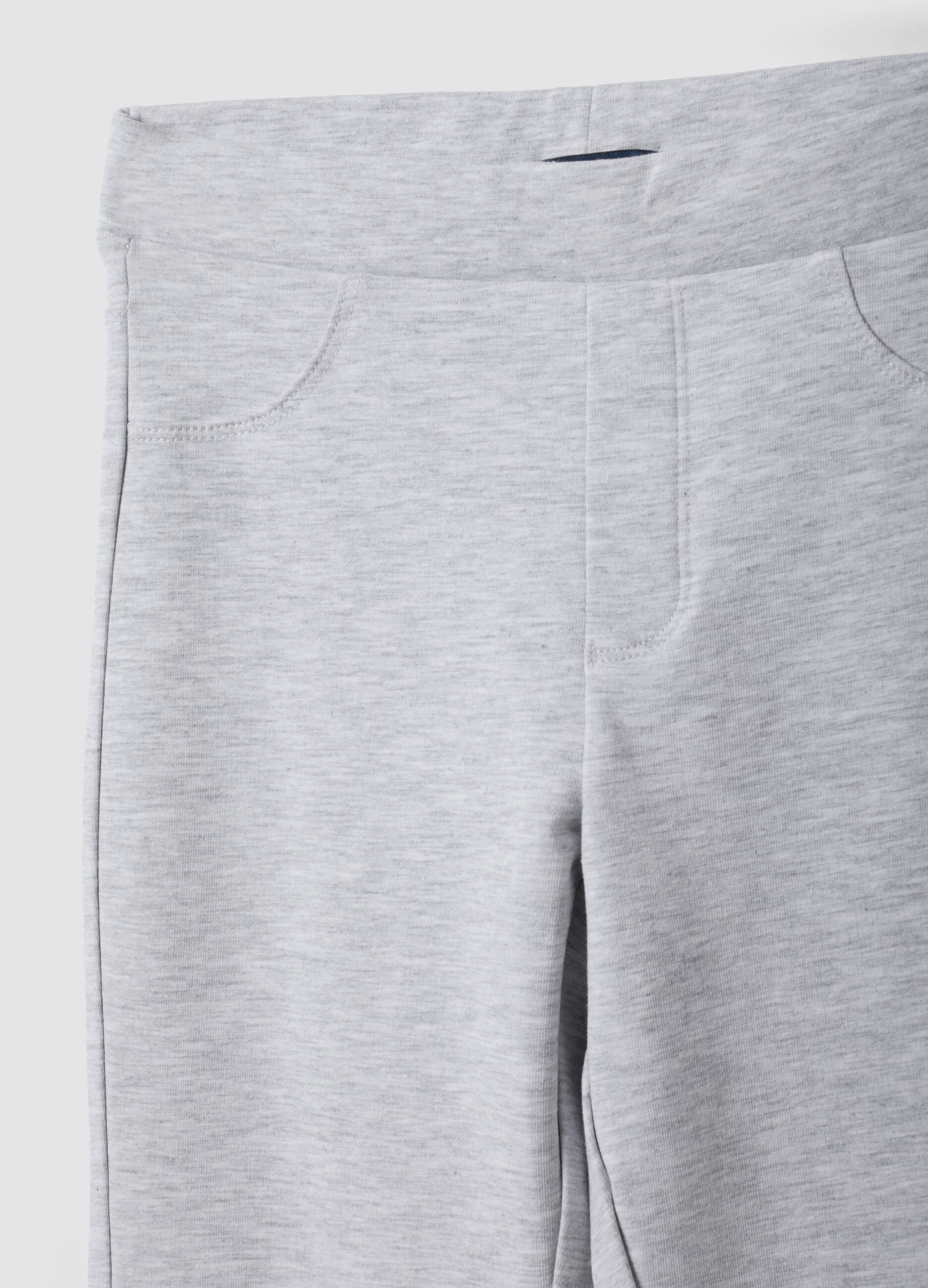 Girls' grey slim-fit stretch organic cotton trousers