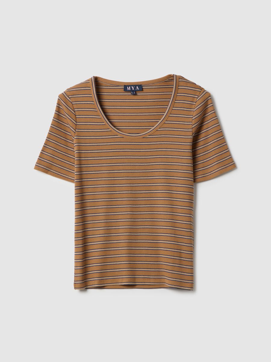 Regular Fit Multicolour Striped Stretch Cotton T-Shirt_4