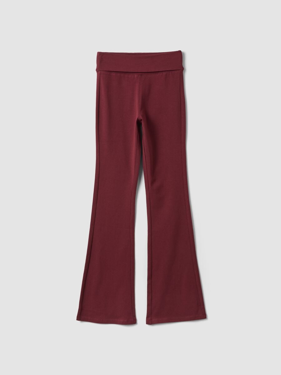 Leggings rossi flare in cotone organico elasticizzato per ragazza_3