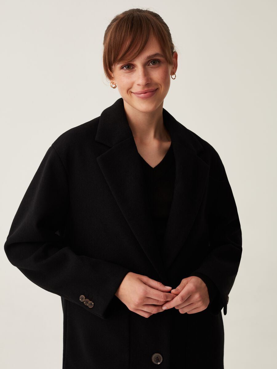 Cappotto lungo monopetto in panno_1