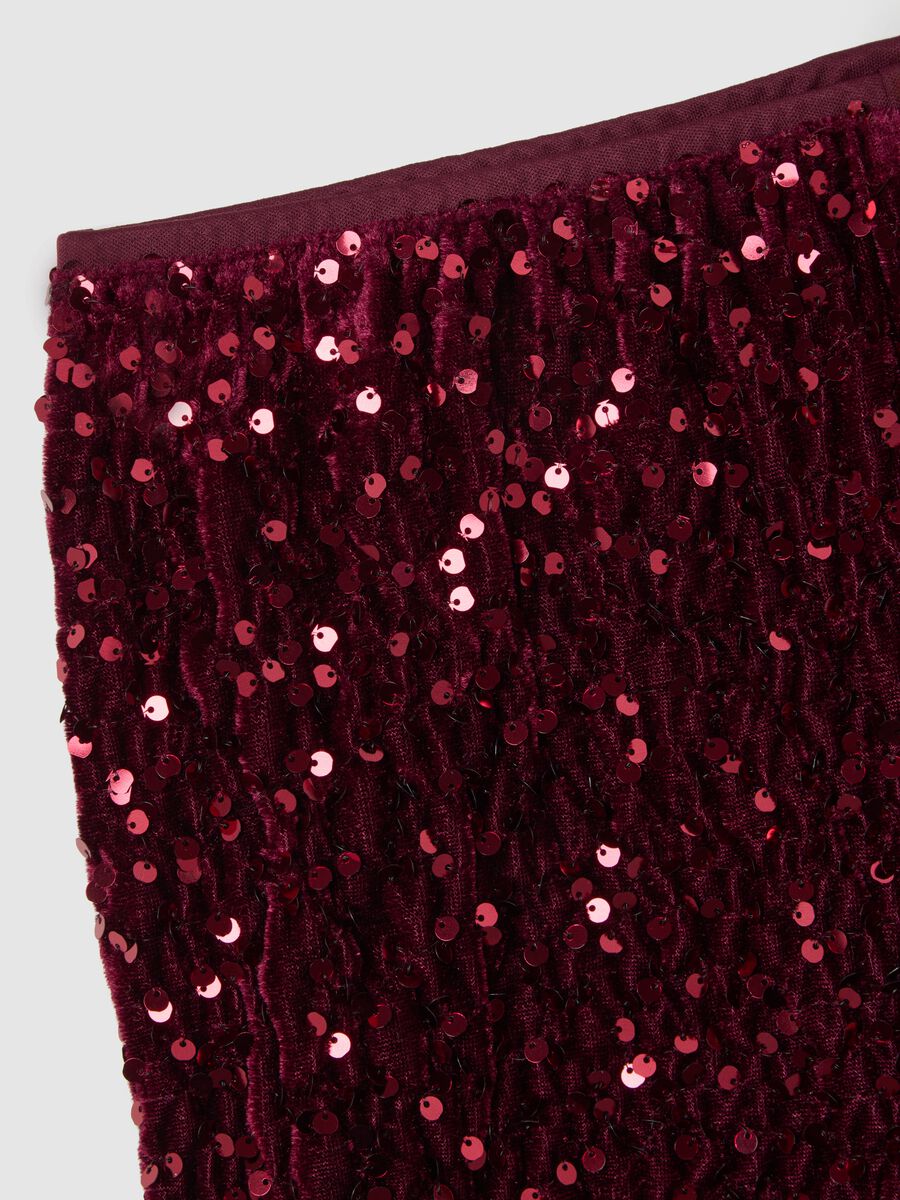 Red Velvet Miniskirt with Sequins_5