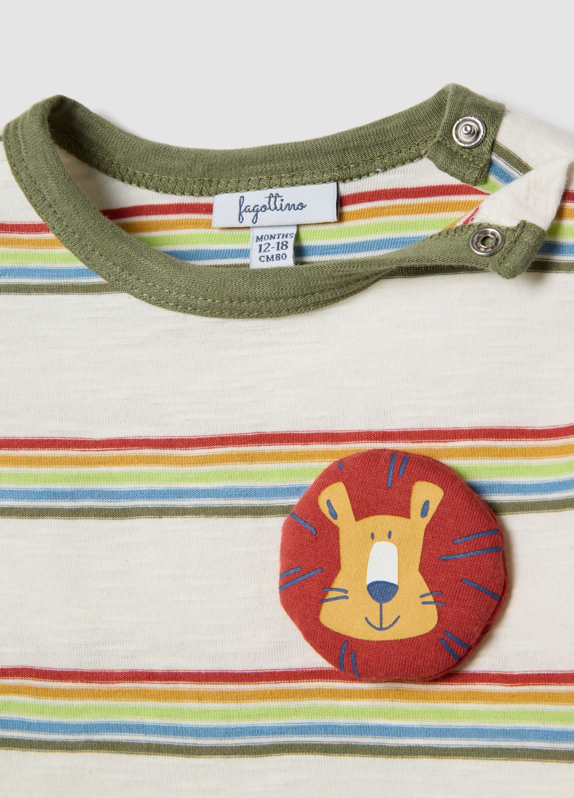 Multicolour pure cotton boys&rsquo; set with lion patch