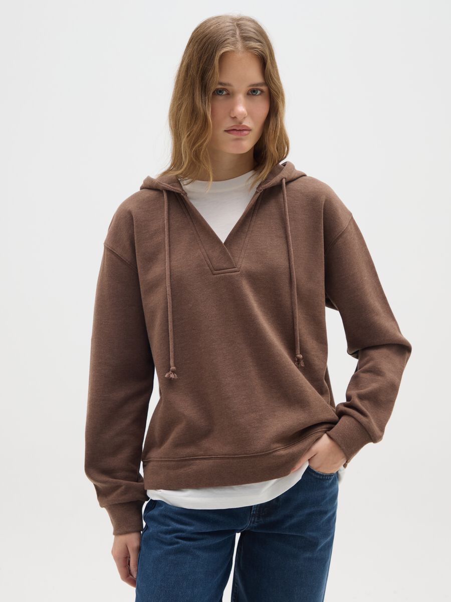 Felpa in misto cotone marrone regular fit_1