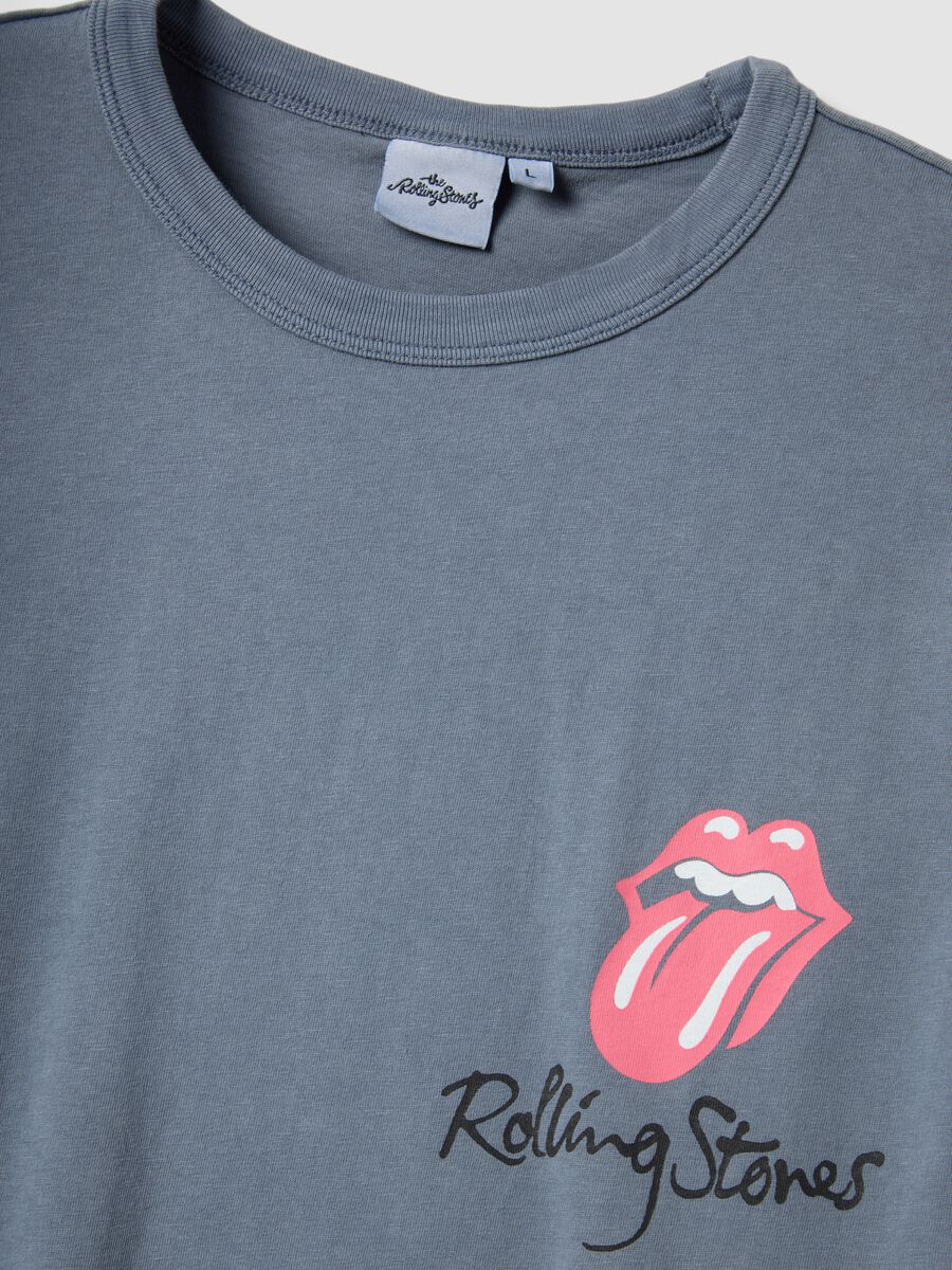 Grey regular fit pure cotton T-shirt with Rolling Stones print_5