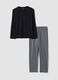 Black and grey pure organic cotton V-neck regular-fit pyjamas_4