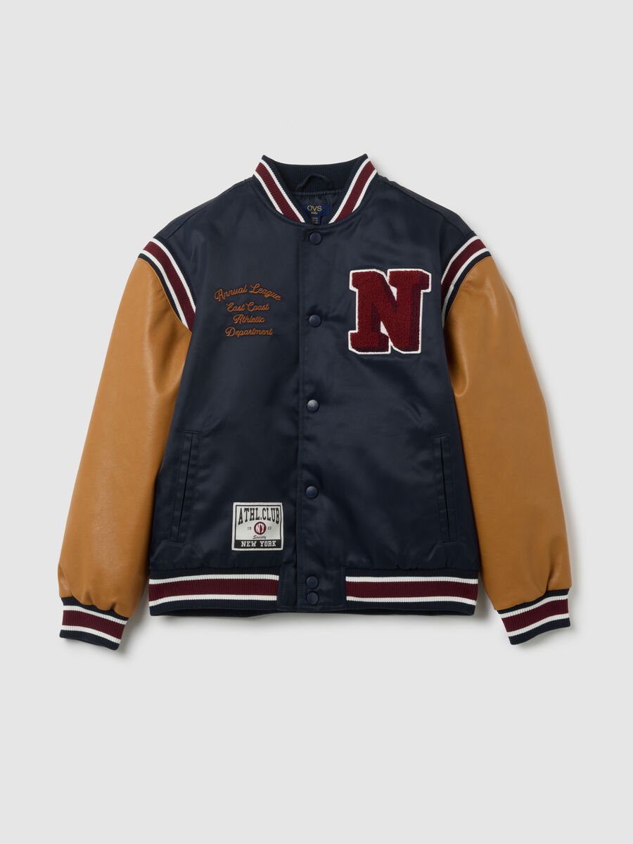 Blue Boy's Bomber Jacket with Buttons_0