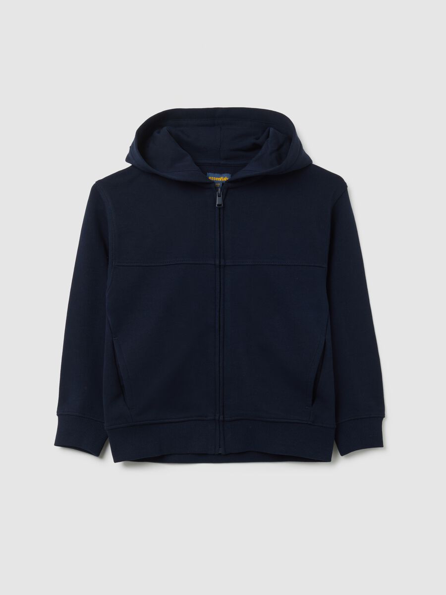 Felpa da bambino in puro cotone blu regular fit_0