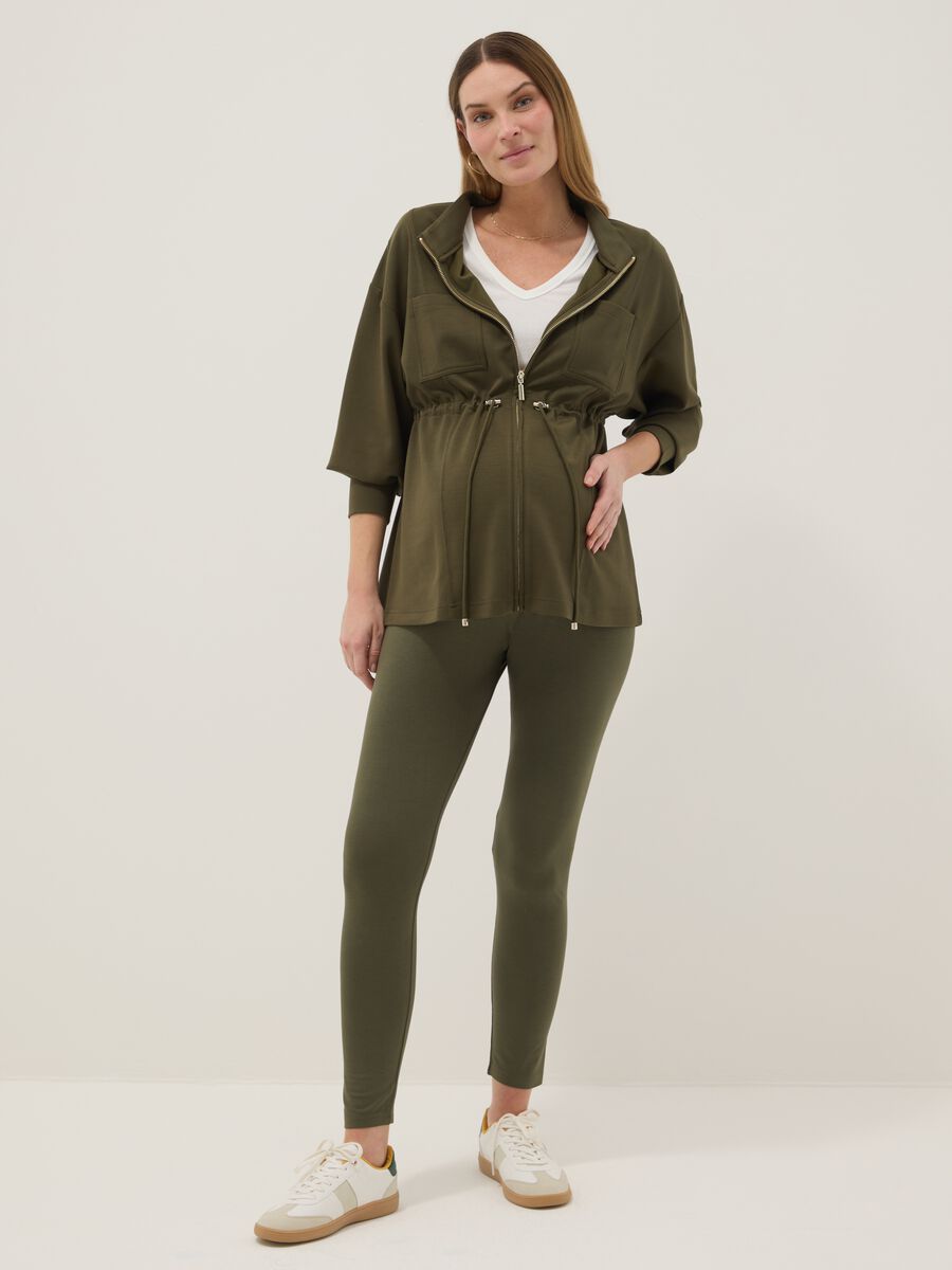 Leggings premaman verdi skinny fit in viscosa elasticizzata_0