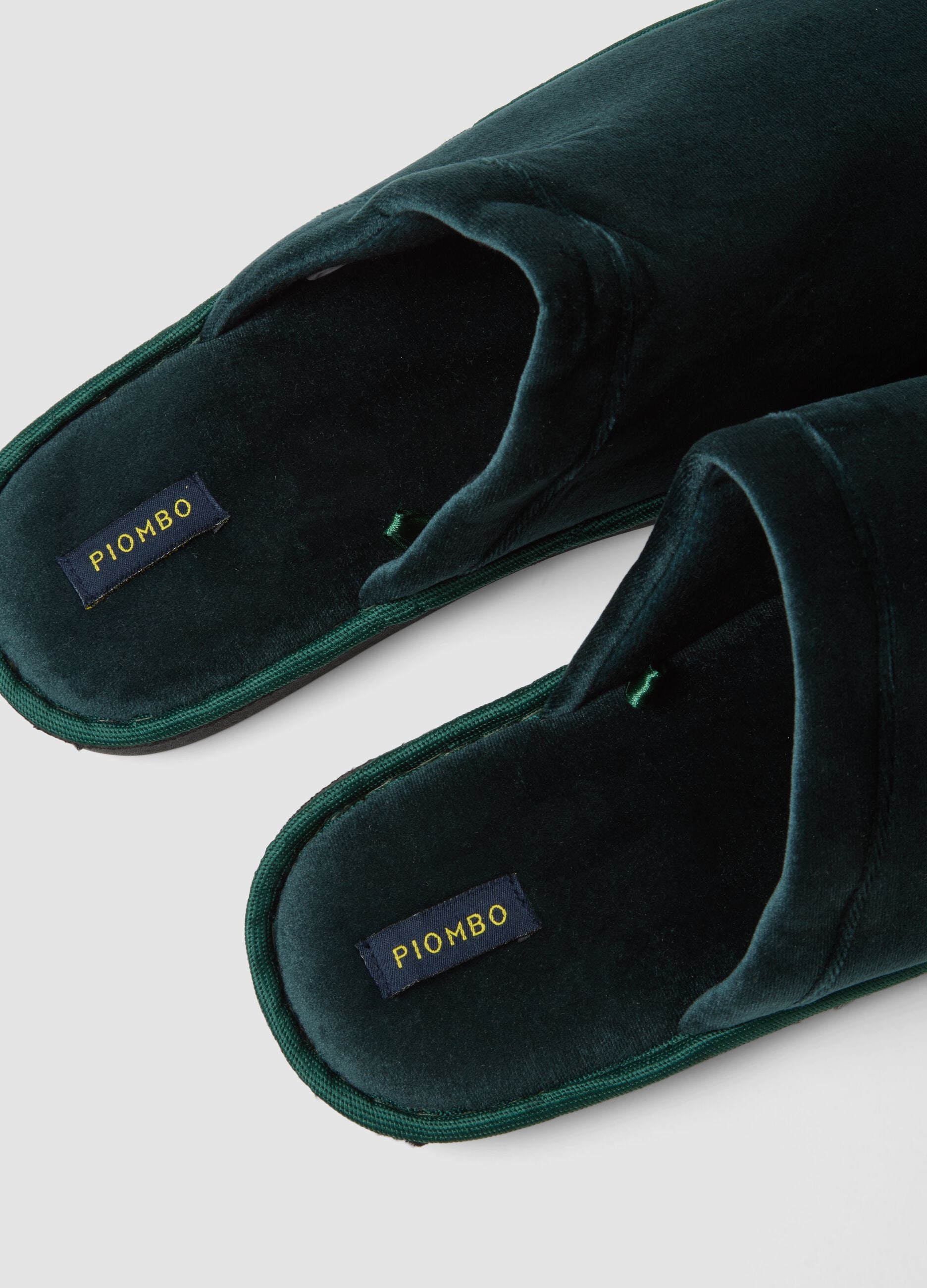 Padded green slippers for home