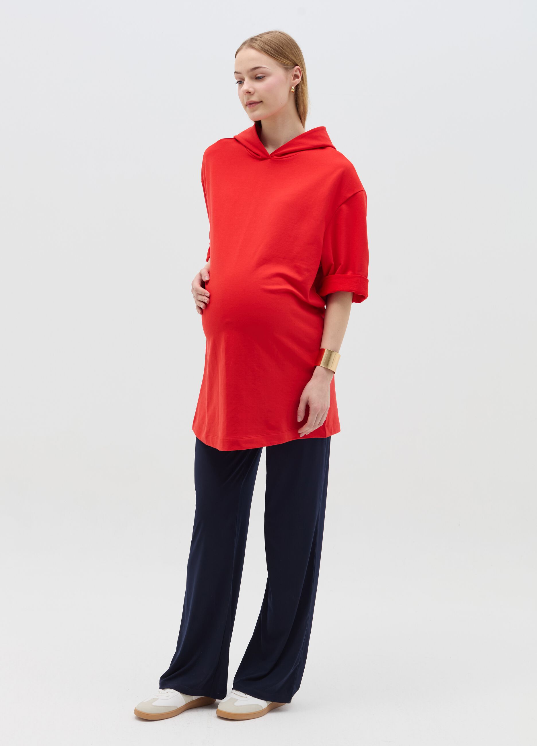 Maternity sweatshirt dress with hood