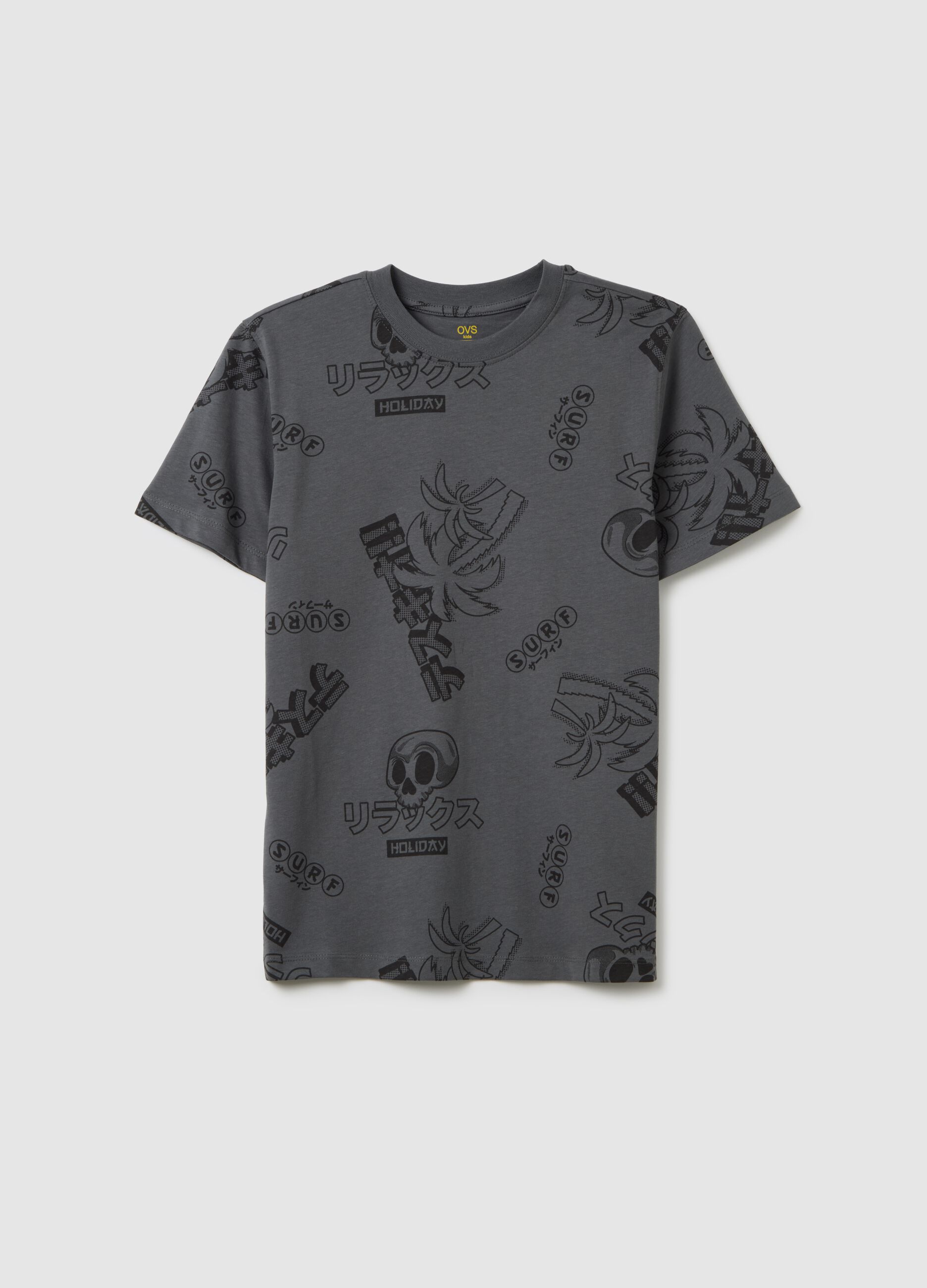 Boys' multicolour pure cotton regular fit t-shirt with print