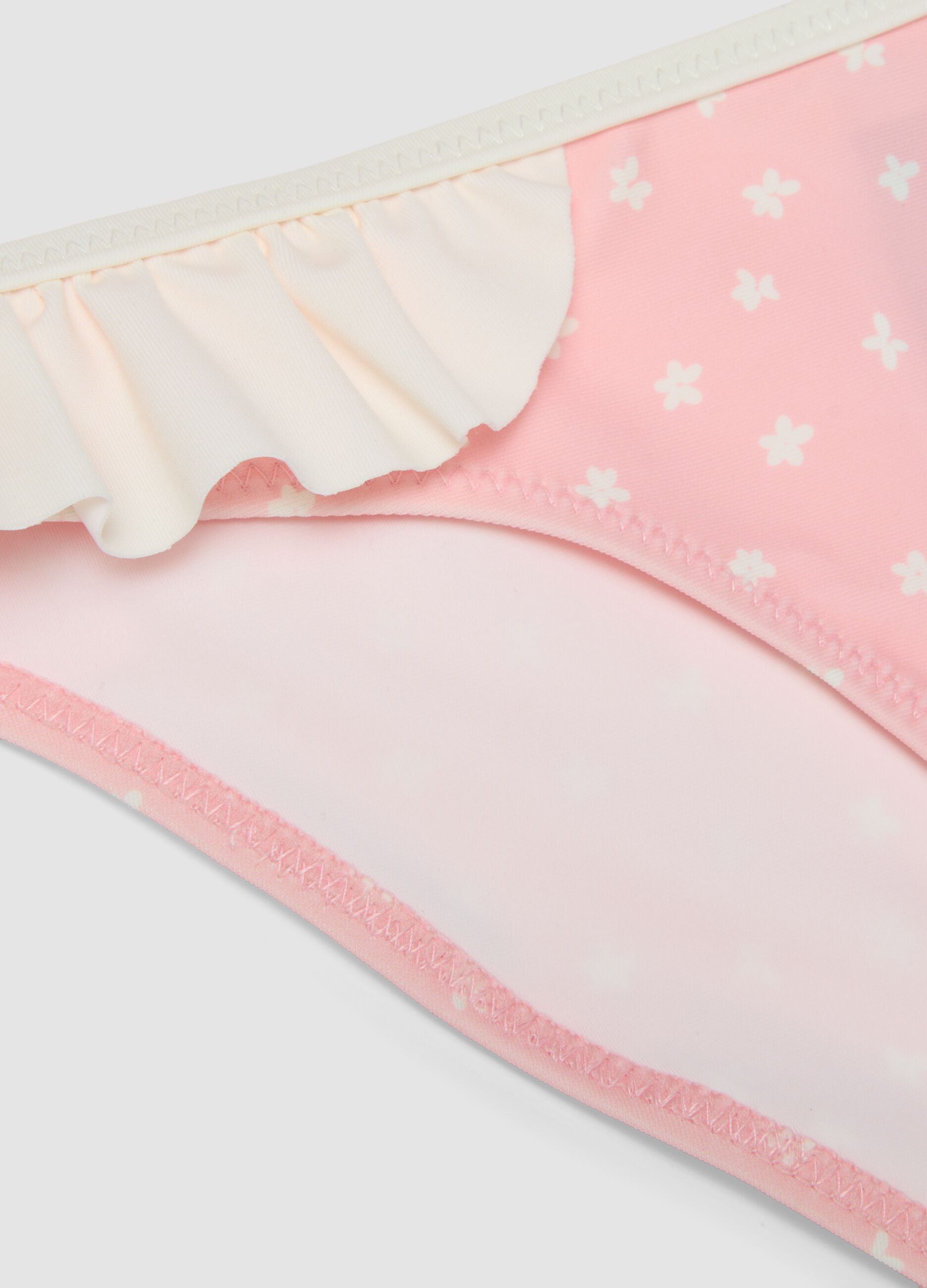 Pink stretch bikini with ruffles
