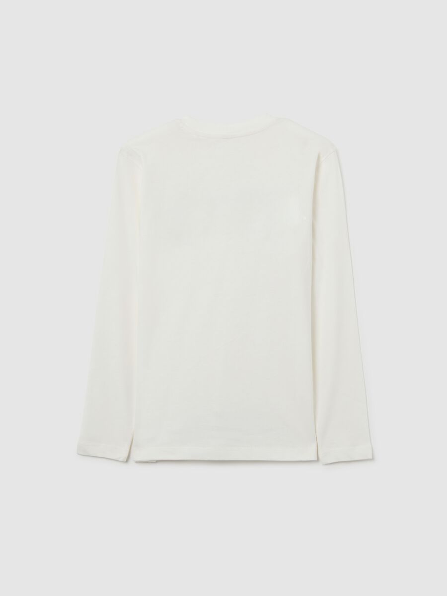 T-shirt bianca da ragazzo in puro cotone vestibilità oversize_1