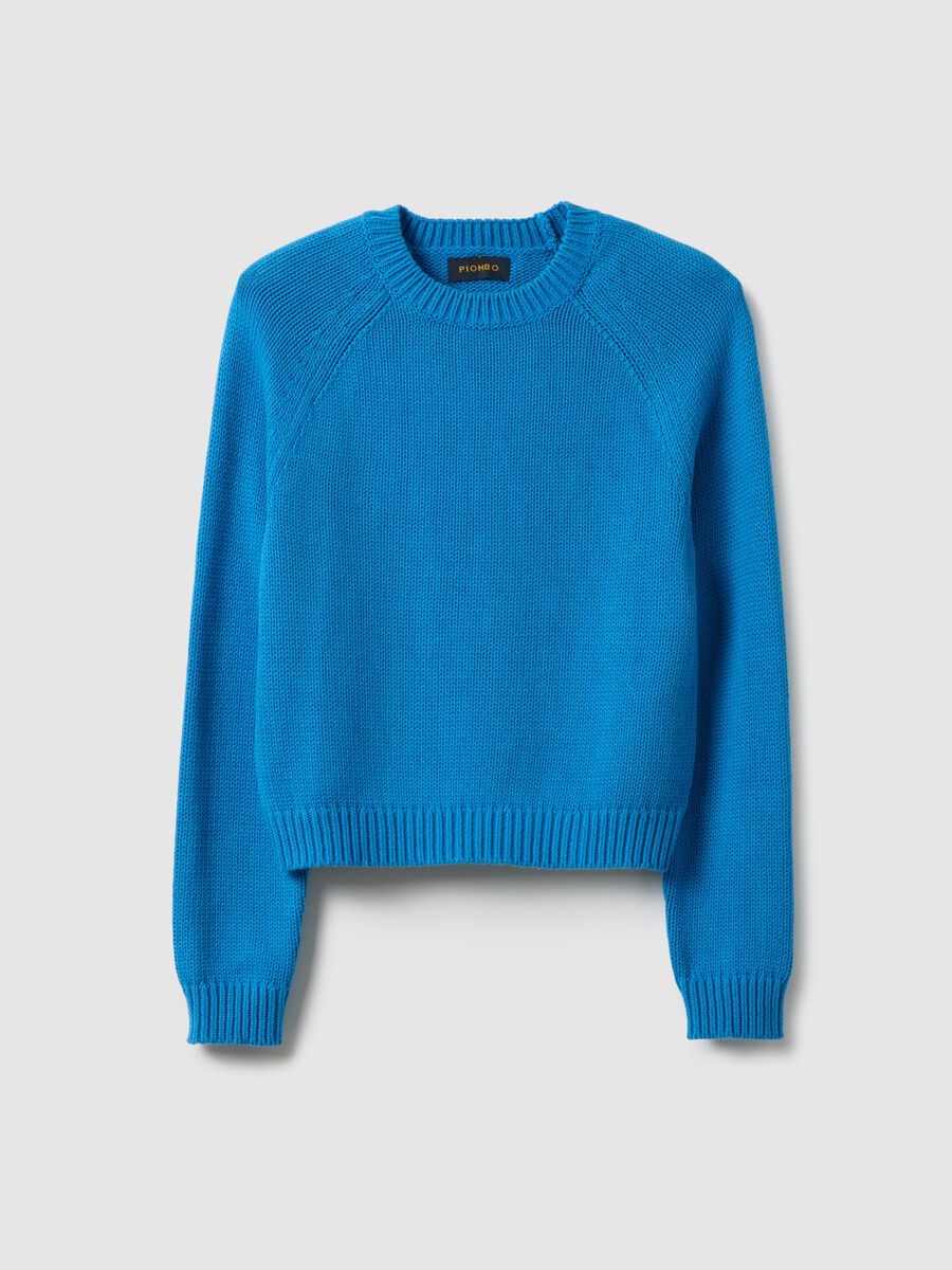 Blue crew neck jumper in pure cotton regular fit_4