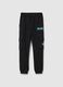Children's black cotton blend trousers with cargo pockets_3