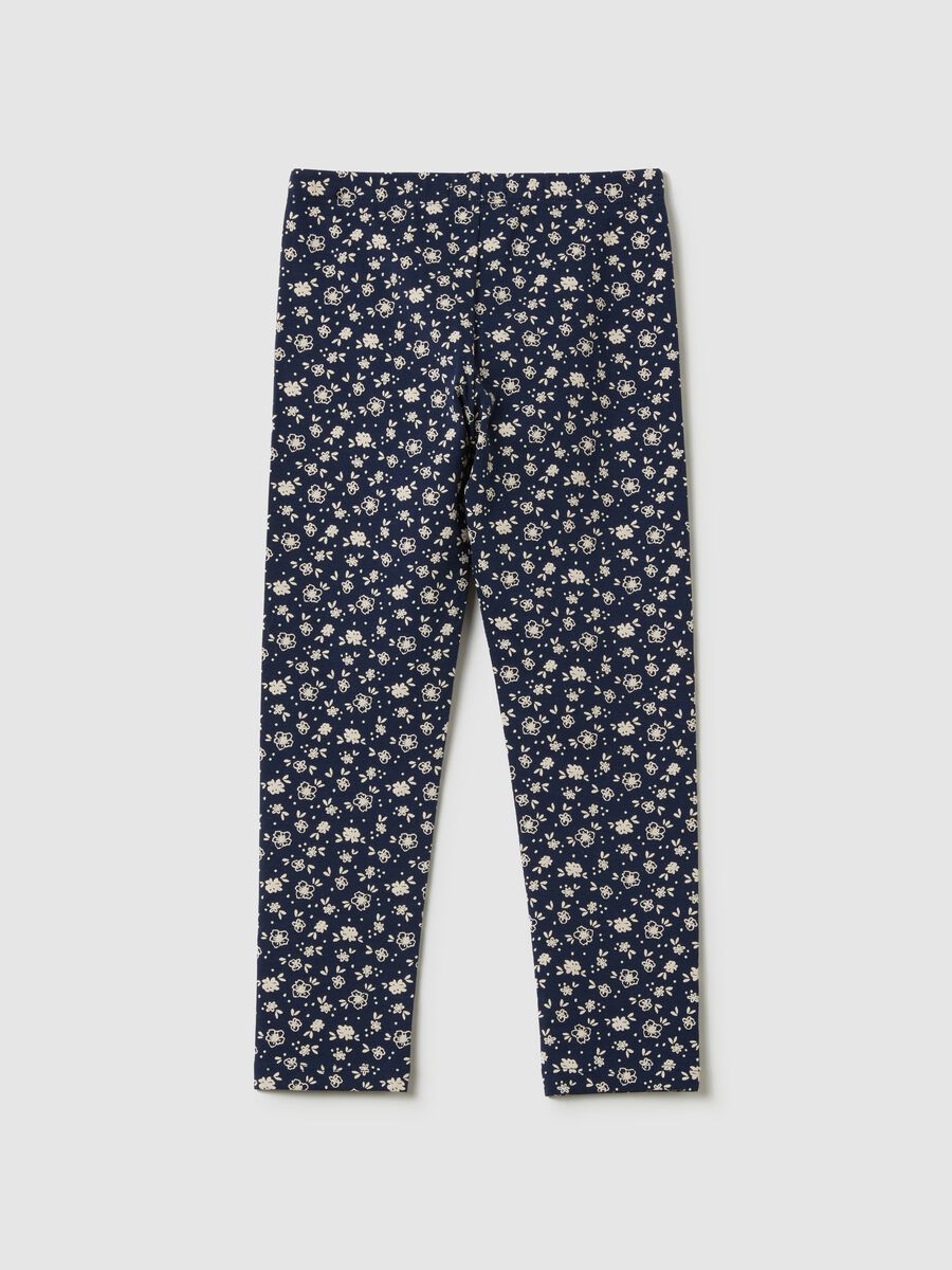 Leggings in stretch cotton with ditsy floral print_1