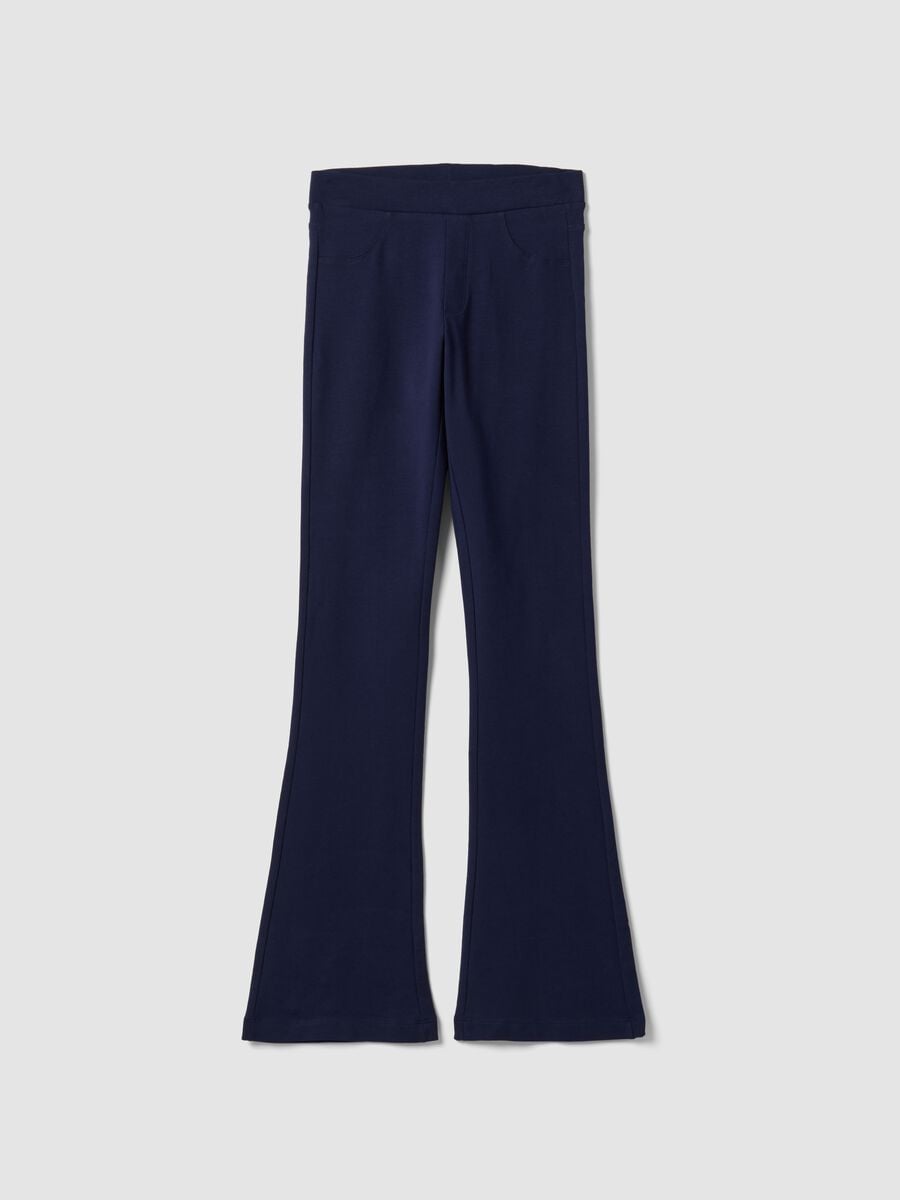 Pantaloni blu in cotone organico elasticizzato slim fit per ragazza_4