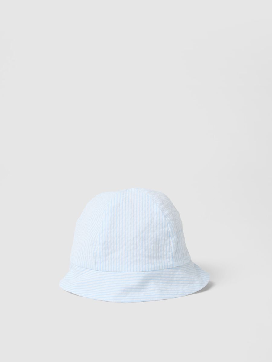 Cappello in puro cotone a righe multicolor per neonati con tesa_0