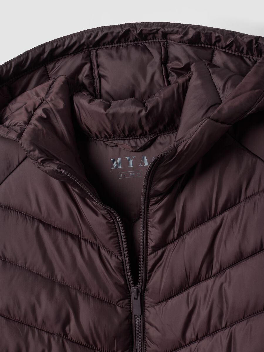 Giacca Ultralight viola trapuntata con cappuccio e zip regular fit_5