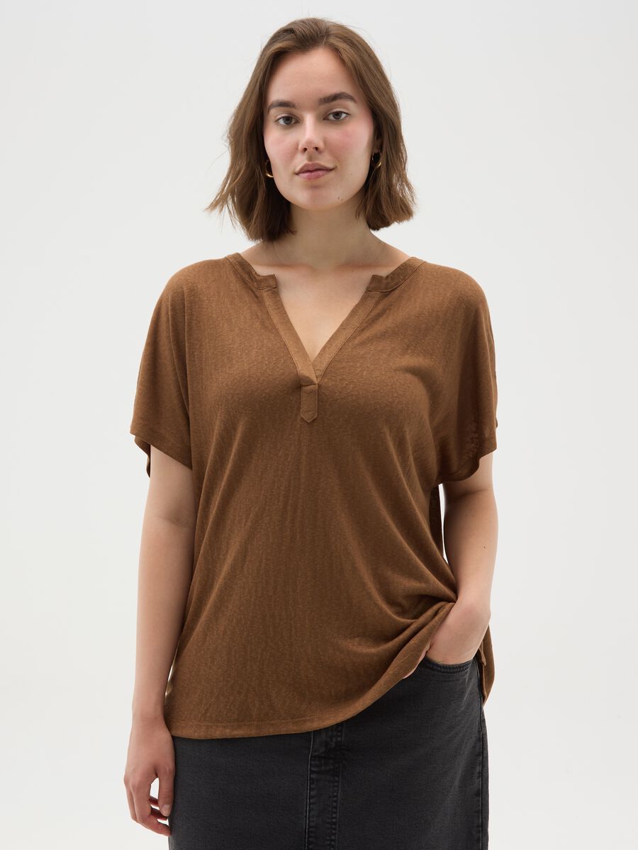 Regular fit women's brown mixed top_0