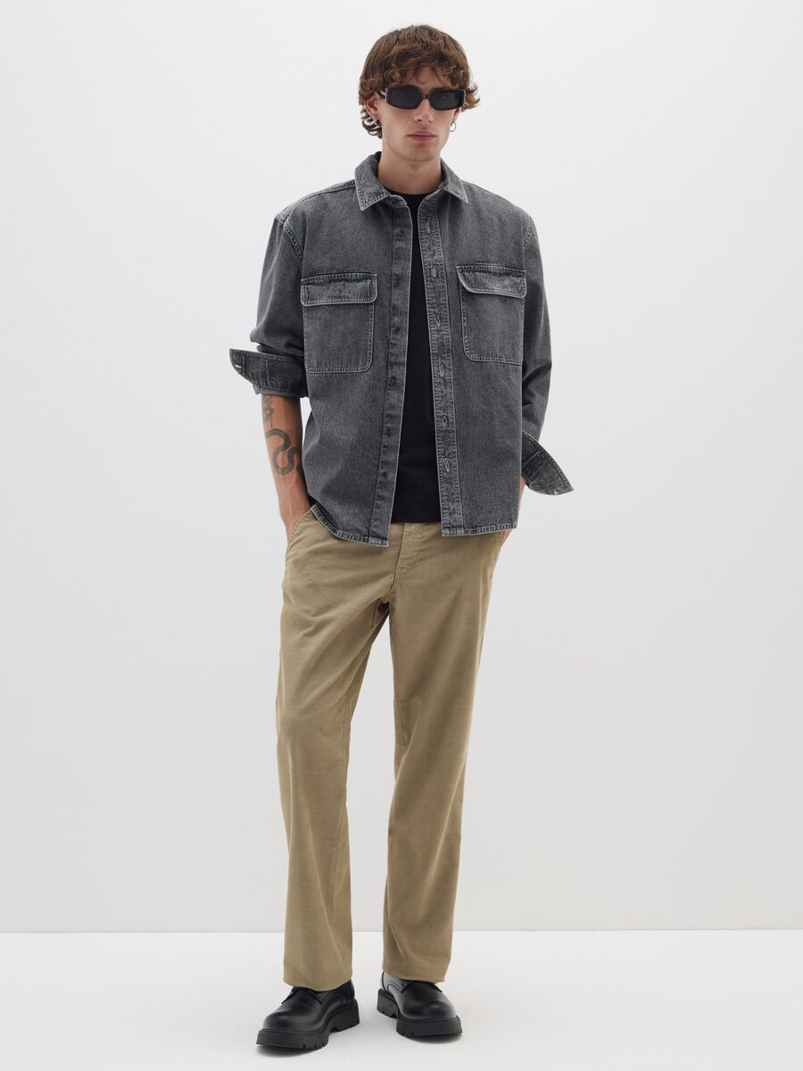 Grey pure cotton shirt regular fit_2
