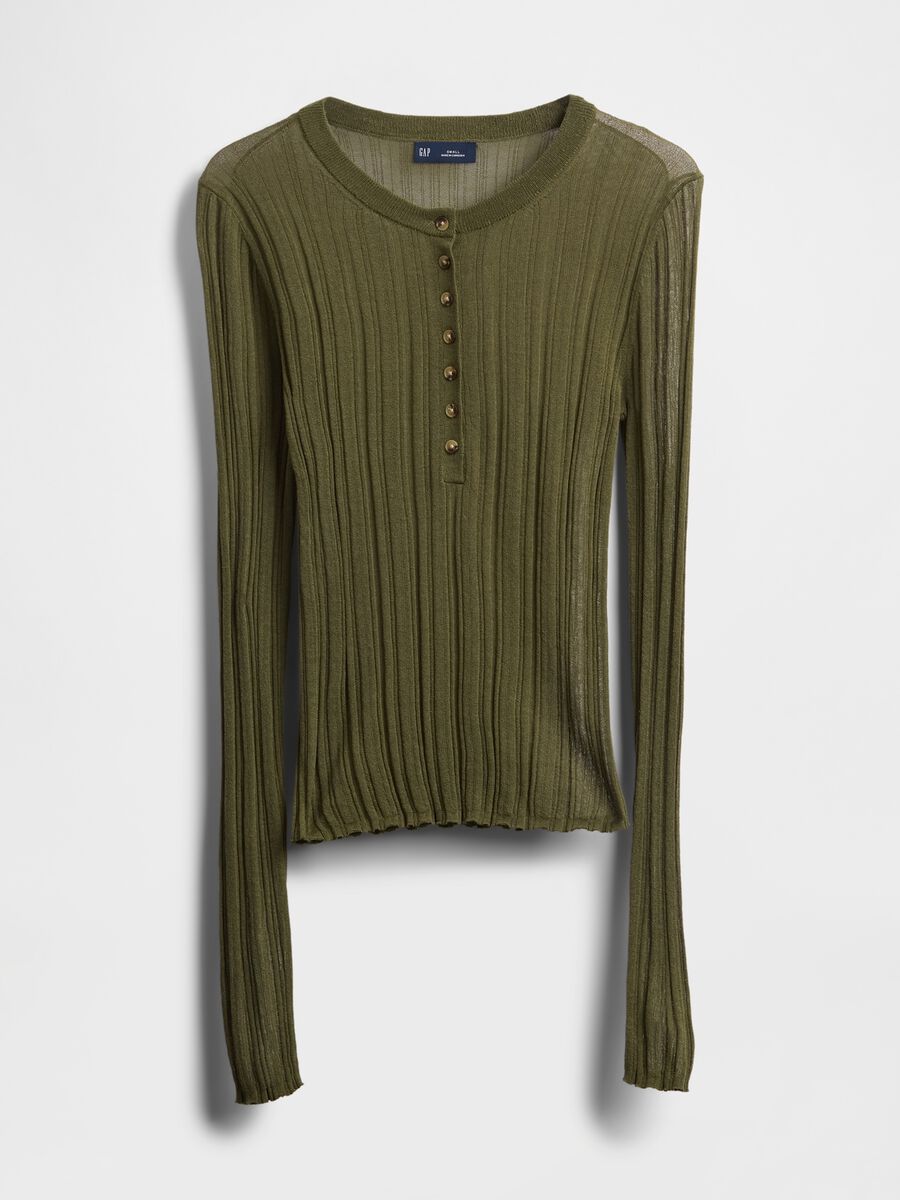 Pullover verde leggero in misto acrilico e poliammide_3