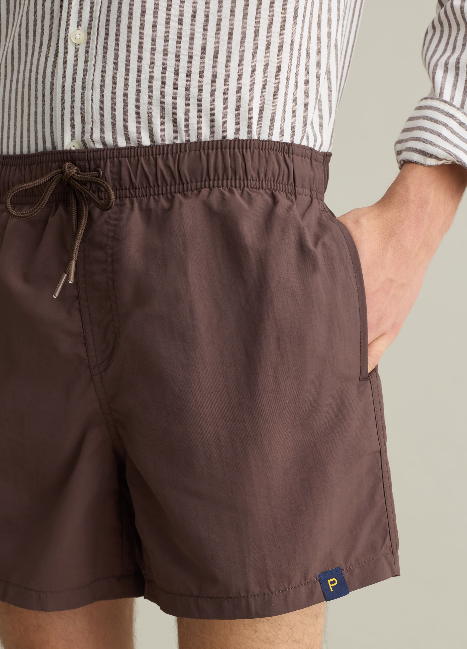 Boxer mare da uomo in misto marrone regular fit con vita elastica