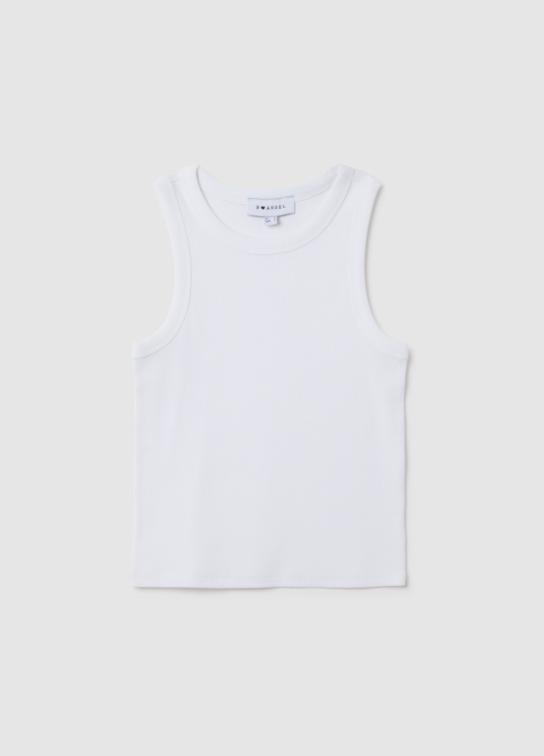 White fitted stretch cotton women's vest