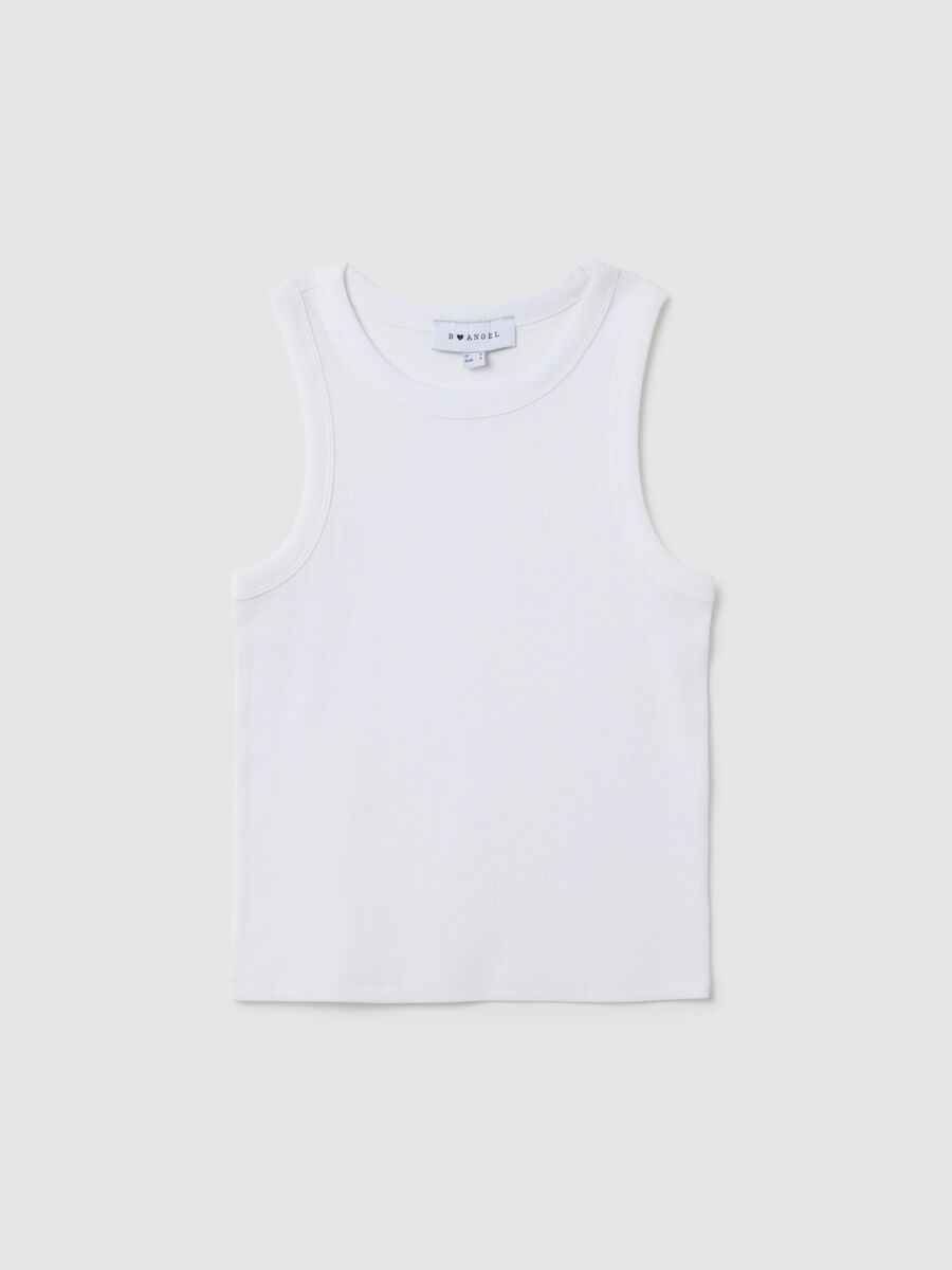 White fitted stretch cotton women's vest_0