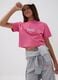 Pink pure cotton T-shirt with appliqu&eacute; stars, regular fit for girls_0