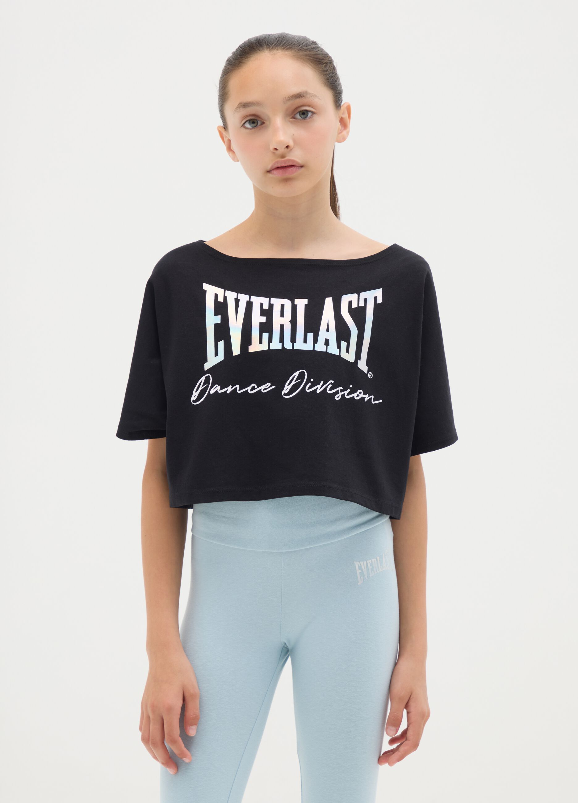Black short sleeve T-shirt with Everlast print