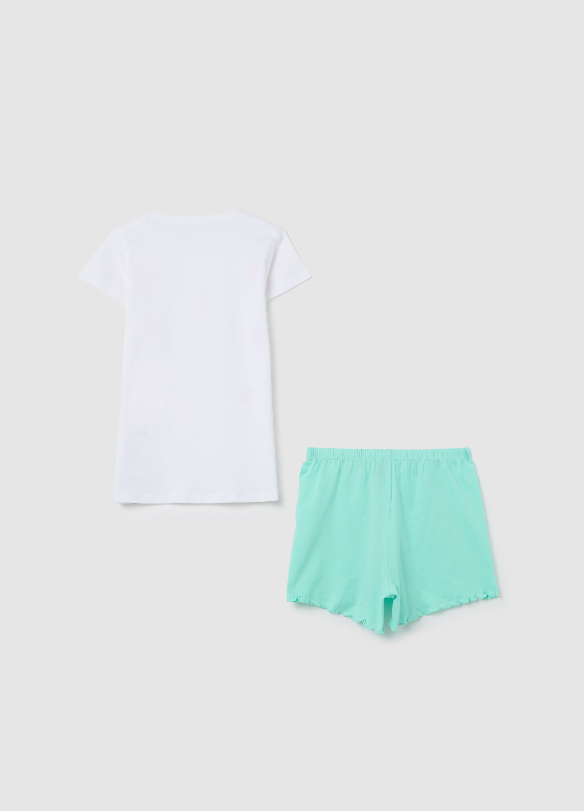 White and light blue pyjamas in organic cotton with print