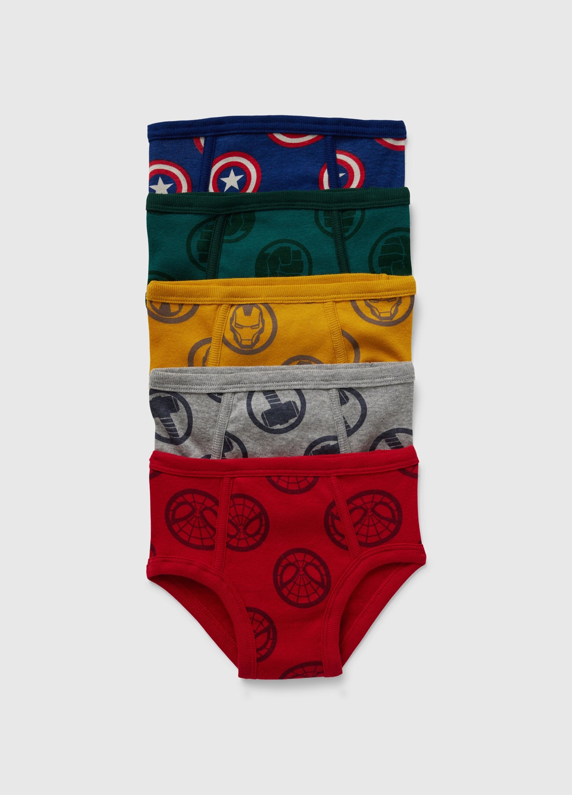 Five-pack cotton briefs with Avengers print
