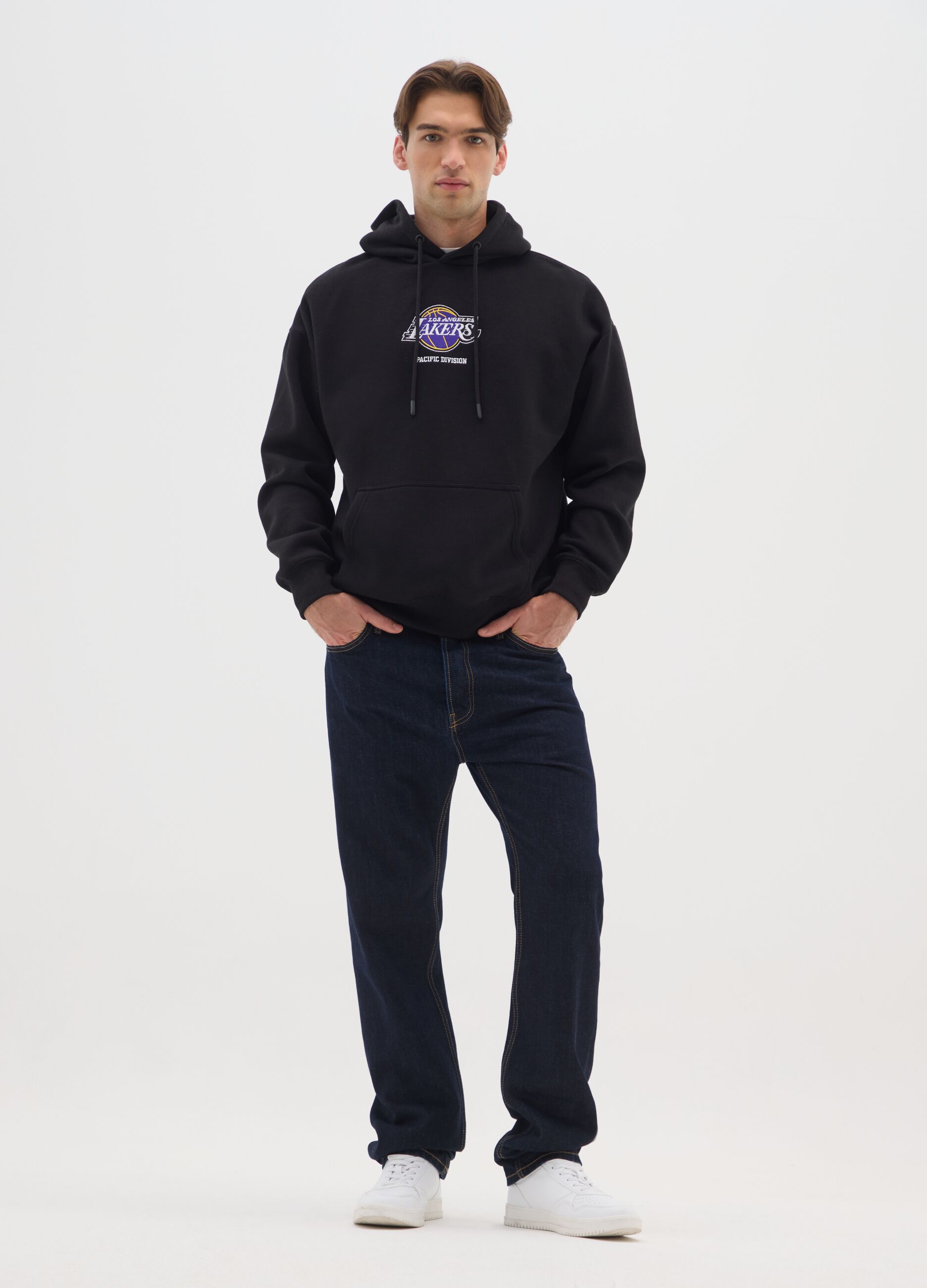 Black Hooded Sweatshirt with Los Angeles Lakers Logo
