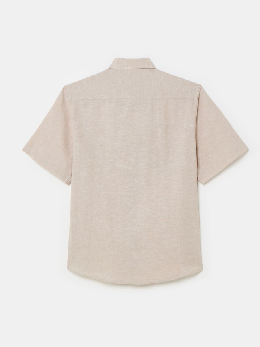Linen and cotton short-sleeved shirt_4