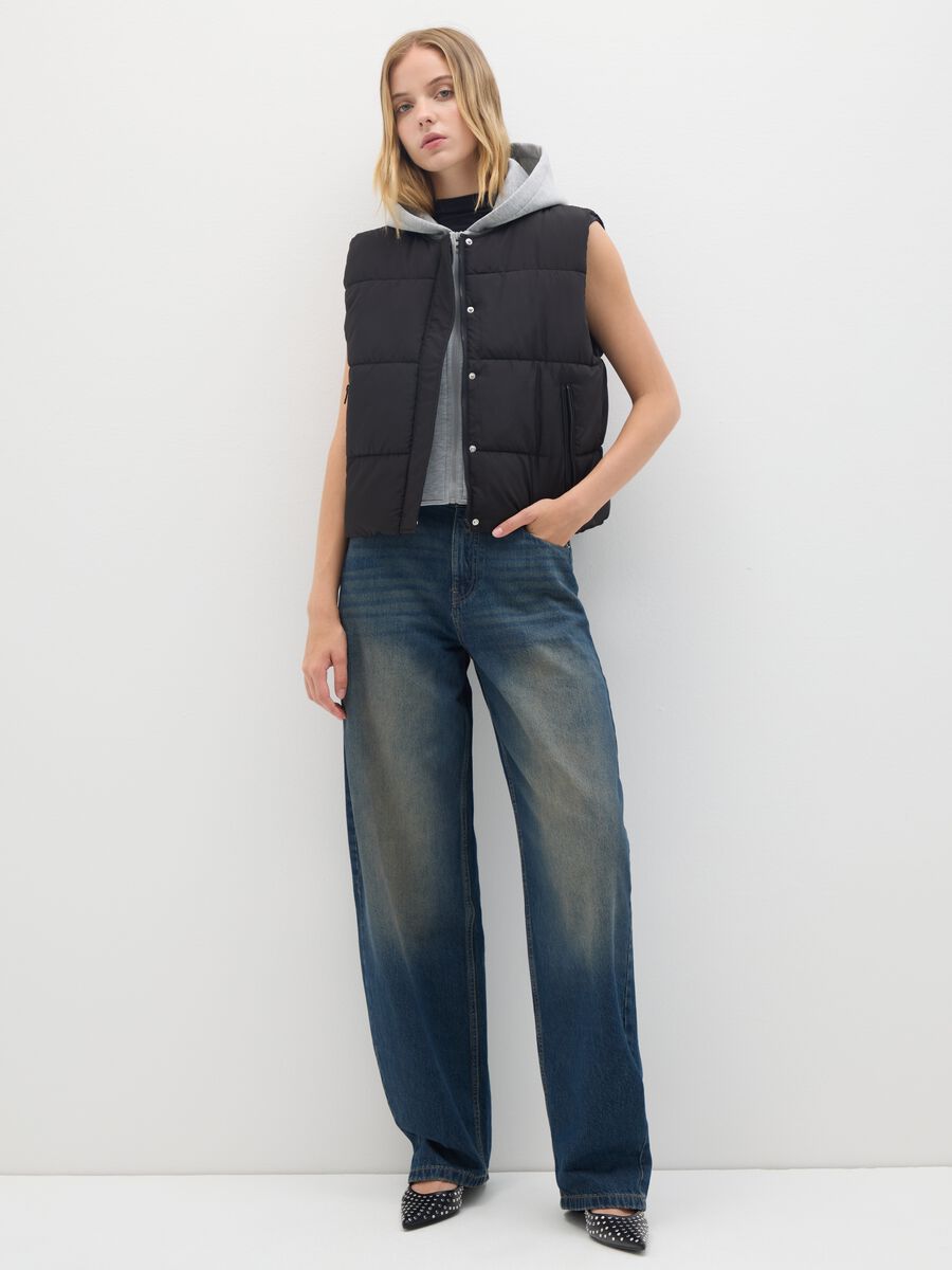Gilet in tessuto nero regular fit_1